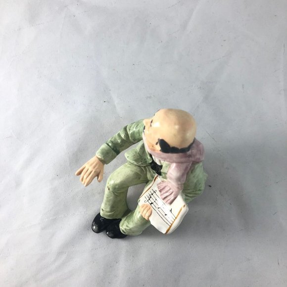 Vintage Porcelain Figurine Sitting Man in Green Suit Holding Sheet Music Hand Pa - Picture 7 of 9